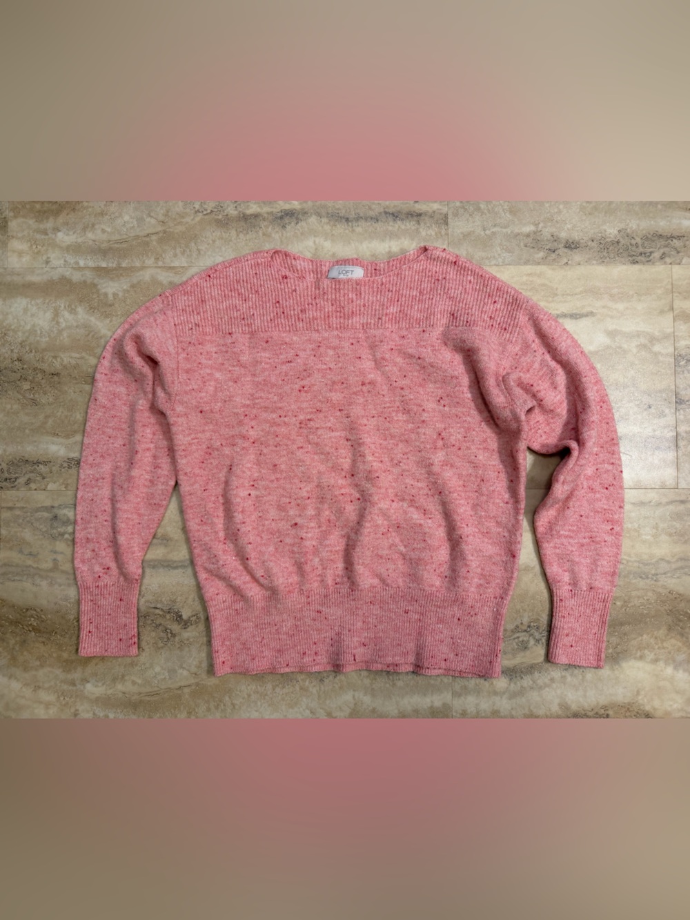 LOFT Pink Speckled Crewneck Sweater